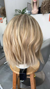 SULMY Highlights Honey Blonde Short Wigs for White Women 100% Human Hair